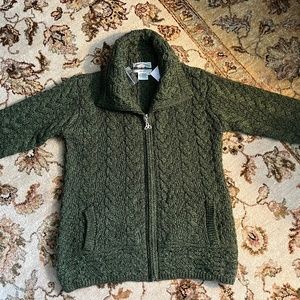 Aran Crafts NWT Irish zip sweater jacket with pockets, 100% merino wool